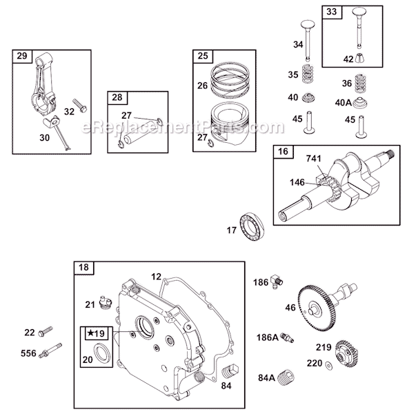 Page B Diagram and Parts List for 19C400SERIES  Briggs and Stratton Engine